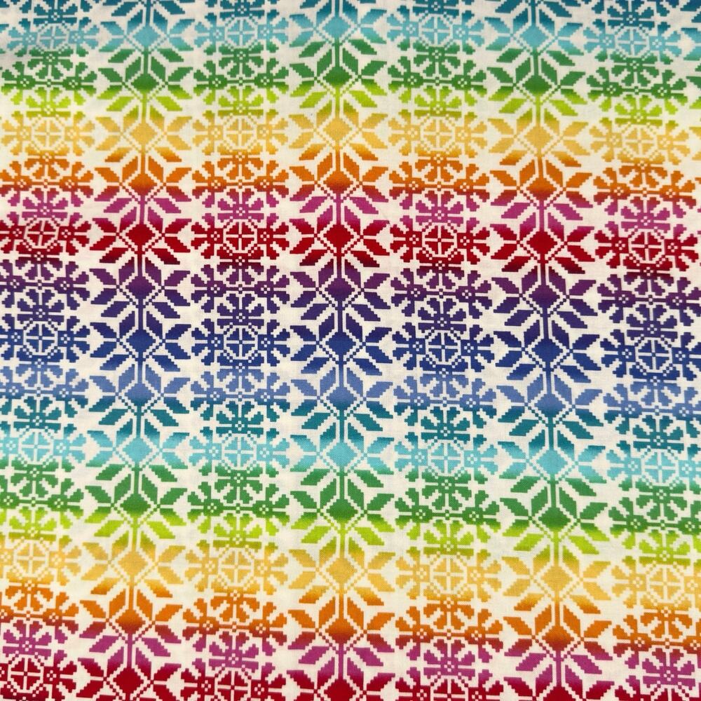 Rainbow Wonderland Tulip Knit on White by Andover Fabrics | Sold by the 1/2 Yard